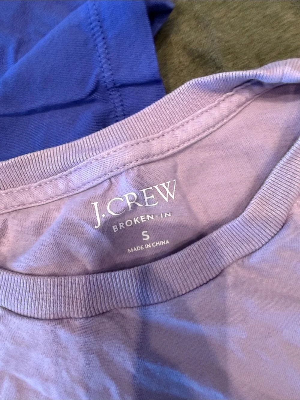 J. Crew Short Sleeve Crew Neck 3 Tees - Olive Green, Royal Blue, Light Lavender